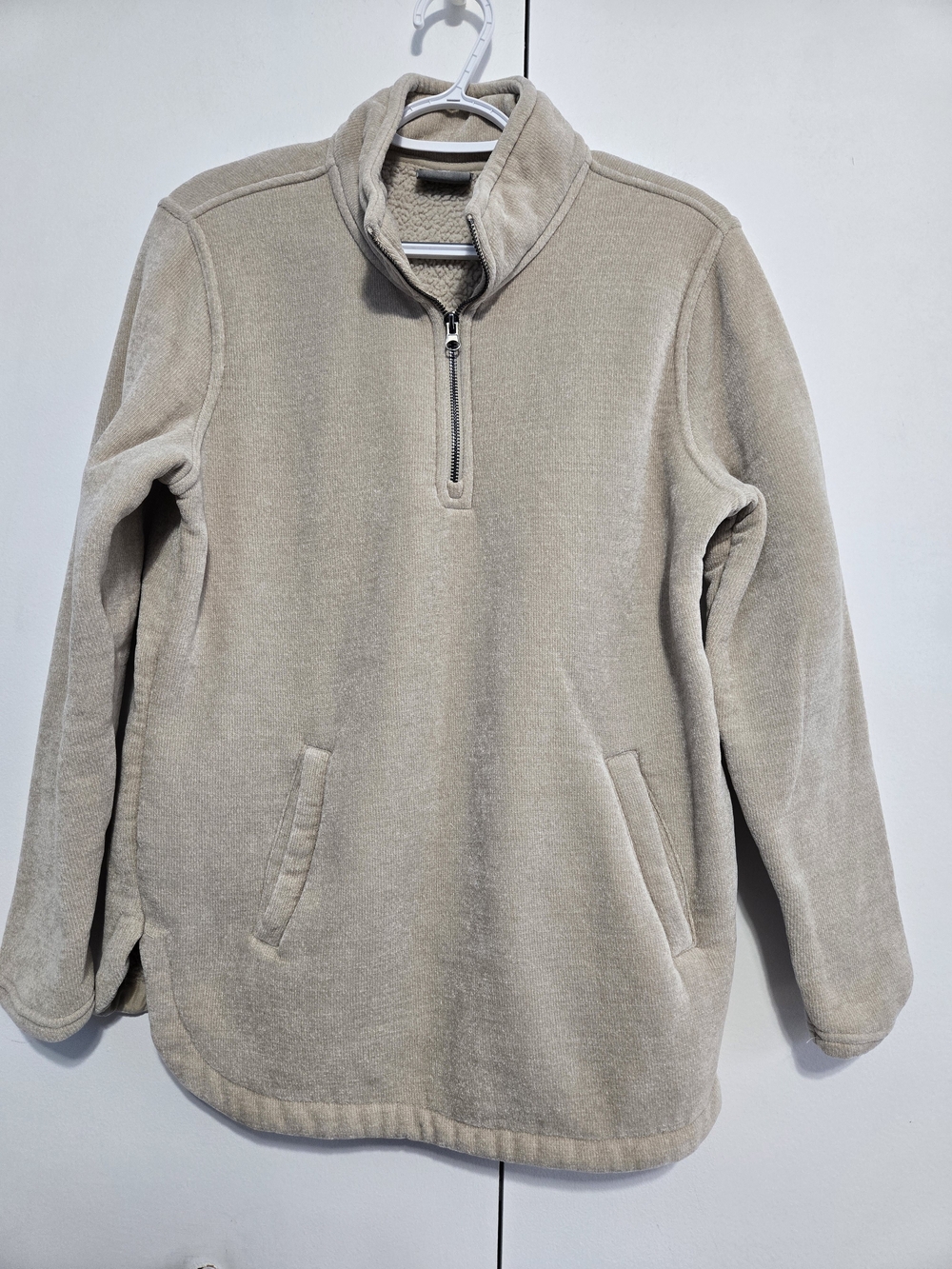 32‎ Degrees Heat Sherpa Fleece Quarter Zip Pullover Jacket Beige Medium